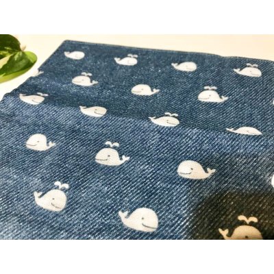 画像2: ベビー&キッズおしゃれハンカチーくじらブルー