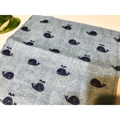 画像2: ベビー&キッズおしゃれハンカチーくじらライトブルー