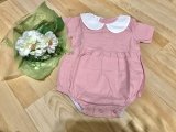 画像: 襟付きピンクロンパース